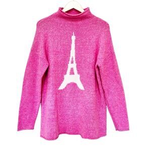 Cupcakes and Cashmere Pink Eiffel Paris Tower Sweater Sz L